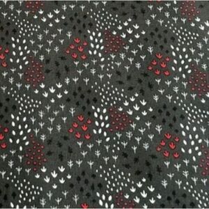 Animal Tracks Fabric Field Carbon Emma Mila Hudson Collection Black Red Gray 3yd